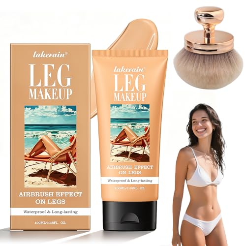Body Coverage Perfector Waterproof Leg Makeup Tattoo Cover Up Cream With Extra Large Body Makeup Brush Long Lasting Body Foundation for All Skin Tones (Medium)