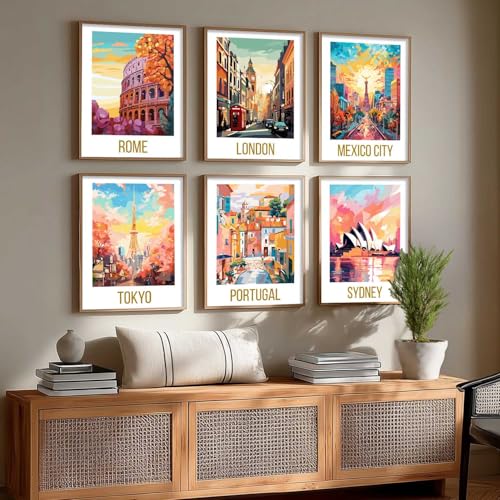 Image of kotart City view wall art Decorative Hanging frames for Living Room | Bedroom | Office | Gift | Decoration Home | Painting Decor (Pack of 6 Multicolor) (14X20 Inch, G)