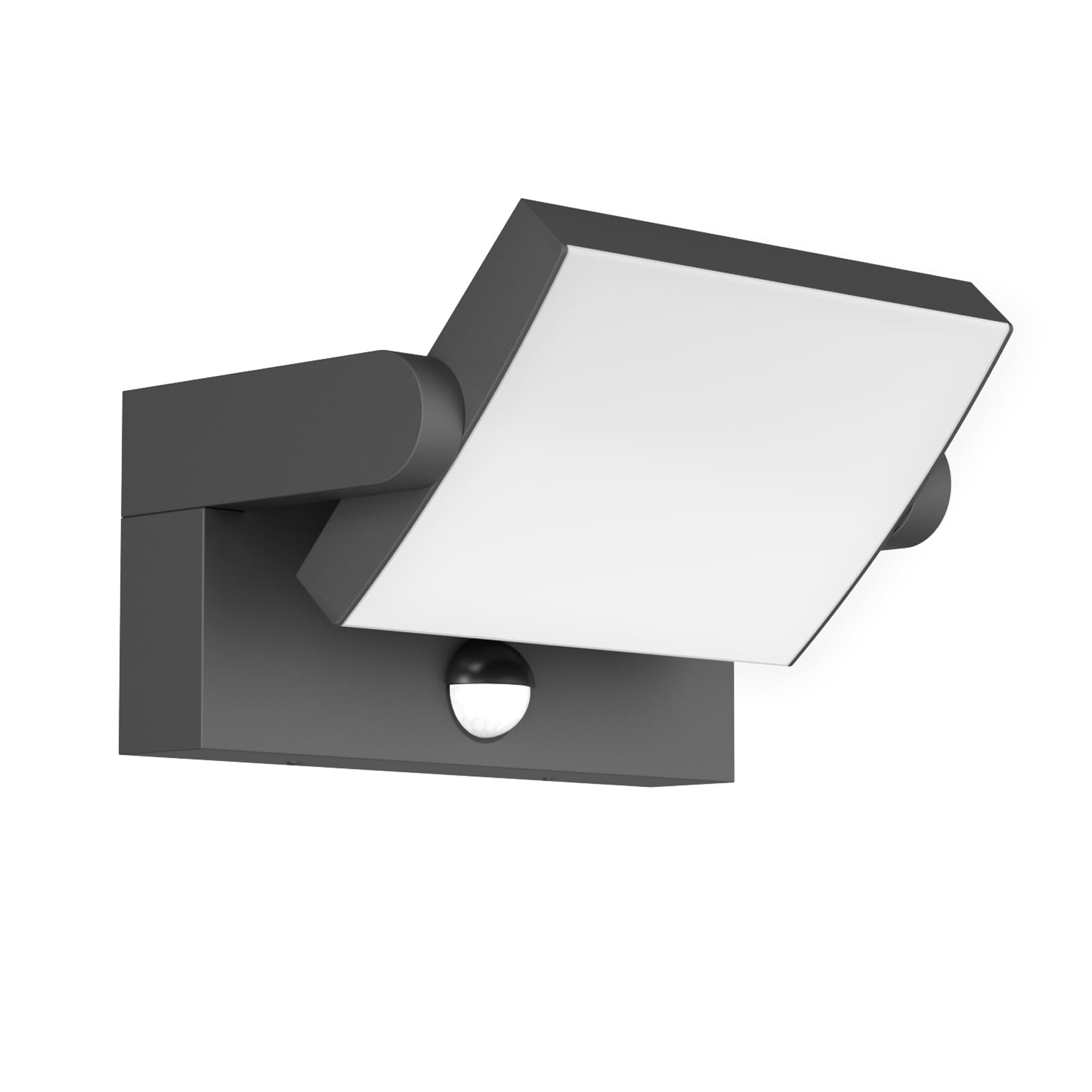 Klighten 24W Wall Light with Motion Sensor Outdoor Indoor IP65 Aluminum Decorative Outside Light with Swiveling LED Panel Wall Lamp for Entrance Garden Balcony, Warm White 2700K-3000K, Dark Grey