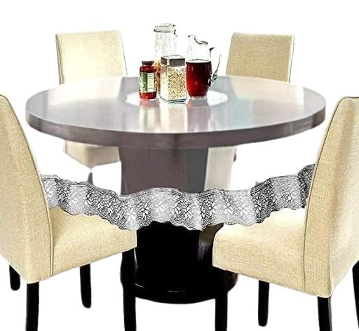 Solid Transparent PVC Table Cover – Golden Border, 6-Seater, Table Cover_01_Silver