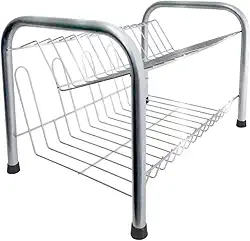 Escorredor de Louças em Aço Inox, 2 Andares, até 13 Pratos com Porta Copos.