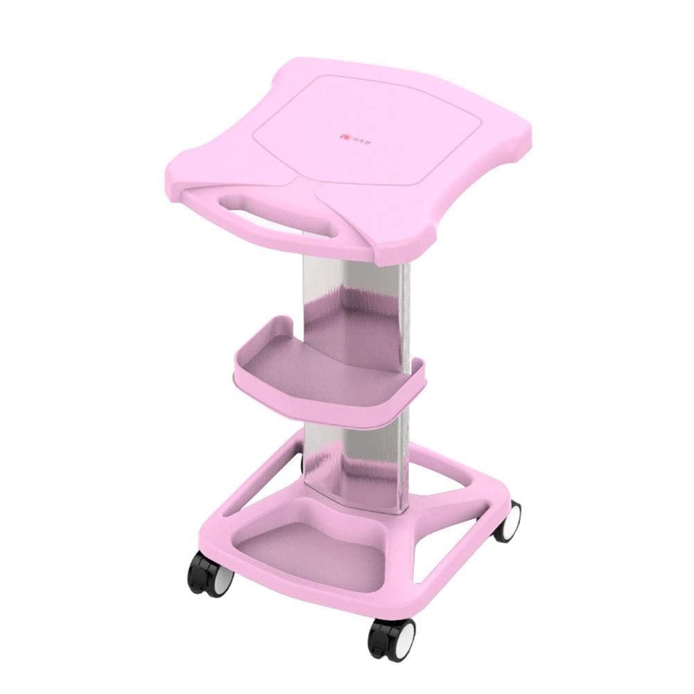Chariot de stockage mobile rose 38x46x73 cm à roues avec frein et plateau pour salon