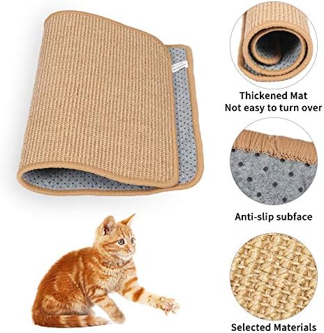 M&MKPET Natural Sisal Cat Scratcher Mat(65*40cm)Horizontal Cat Floor Scratching Pad Rug Scratch Pad for Cat Grinding Claws & Protecting Furniture