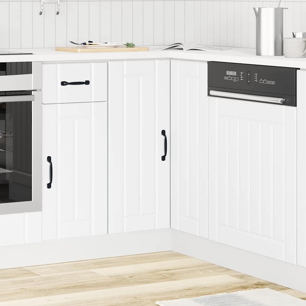 Lucca - Mobiletto angolare da cucina in legno, 75,5 x 75,5 x 81,5 cm, con piedini regolabili, spazio per armadio da cucina, dispensa, cassettiera, ideale come mobile salvaspazio
