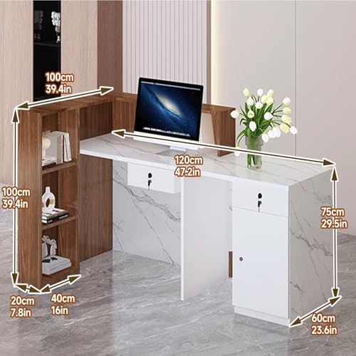 Generico Elegante bancone Reception con Luce LED, Stabile Cassa per la Vendita al Dettaglio, Design Moderno, Lato Destro 120 cm, Perfetto per uffici e Negozi (Bianco e g