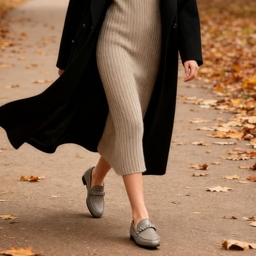 Image of MOOMMO Women Comfortable Suede Loafer Flats Round Closed Toe Slip On Penny Loafers Knitted Strap Oxford Loafer Shoes for Office Ladies Work Daily Casual Club Driver Flats Spring Elegant 4-11 M US