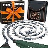 Pocket Chainsaw with Paracord Handles - Army Green 65Mn Heavy Duty Steel Pocket Saw - 48 Teeth Survival Saw - Handy Camping Gear - CAMPNDOOR Bushcraft Survival Gear and Supplies