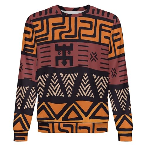 African Mud Cloth Tribal Print Loose Fitting Pullover Sweater Soft, Warm, and Comfortable4