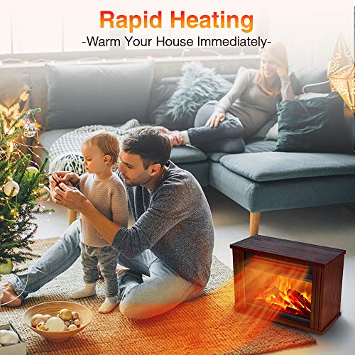 Electric Fireplace Heater, Infrared Fireplace Stove with 3D Flame Effect, Indoor Fireplace Space Heater with 3s Instant Heat, 300Sq Ft Heat Area, Overheat Protection, Energy Saving,1200W