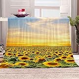 RLSRNC Blanket Flannel Fleece Throw Blanket Yellow Sunflower Flowers Soft Fluffy Throws Lightweight