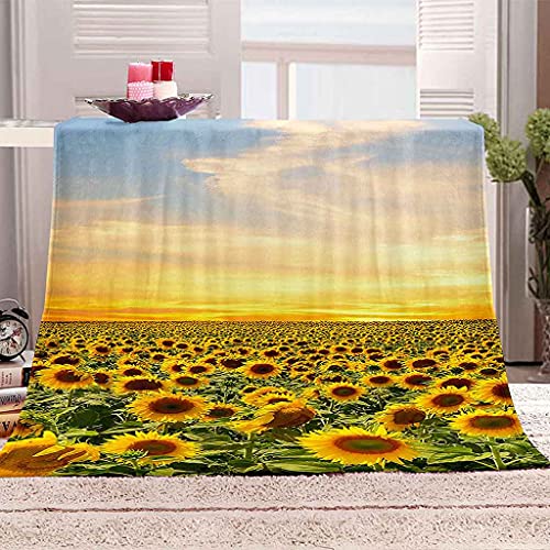 Rlsrnc Blanket Flannel Fleece Throw Blanket Yellow Sunflower Flowers Soft Fluffy Throws Lightweight Fuzzy Cozy Blankets For Couch Sofa Or Bed Super Cozy And Comfy For All Seasons 51.1 "X 59" #TOP2