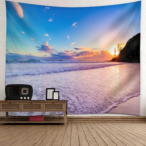 Tapisserie murale paysage mer grand format 200x200cm pour décoration salon