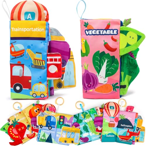 Image of ZFSZSY Crinkle Books for Babies, Cloth Sensory Books with Soft Fabric for Tummy Time - Boys & Girls 0-6 Months