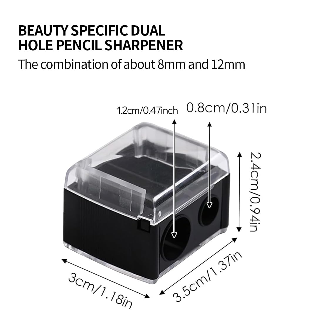 Temperamatite di Bellezza, 3 pezzi, Design portatile e compatto, Universale per Matite Cosmetiche (Eyeliner, Matita Sopracciglia, Matita Labbra), Temperino Doppio 2-in-1 (Nero)