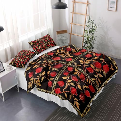 Parure de lit en microfibre de qualité supérieure noire et rouge 200x200 - 4