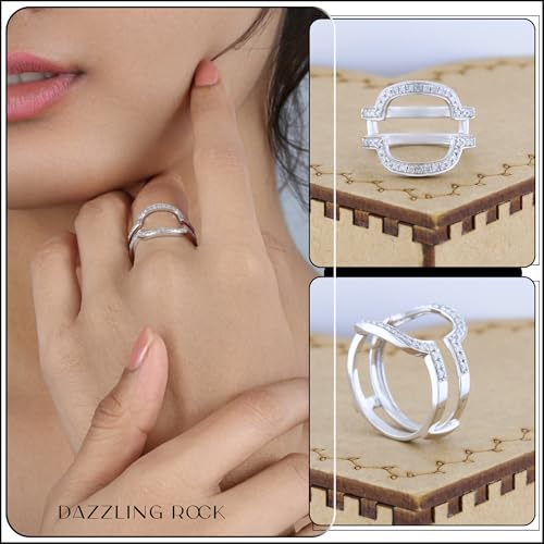 Dazzlingrock Collection 0.34 Carat (ctw) Round White Diamond Enhancer Double Guard Anniversary Wrap Band Ring 1/3 CT | 925 Sterling Silver3