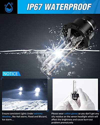 Image of Nilight D2S HID Xenon Headlight Bulbs 6000K Diamond White High Low Beam