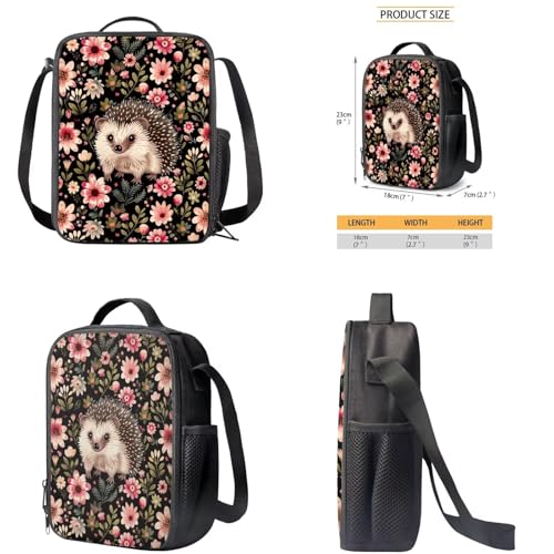 AmzPrint 4pcs Hedgehog Backpack Set For Girls Backpack And Lunch Box Pencil Bag Water Bottle Carrier Set Back To School Gifts4