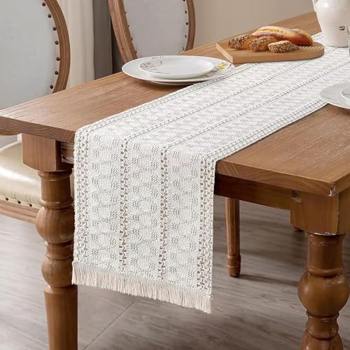 Image of HomeCloud Croshia Woven Table placemat - Heat Resistant, Washable Table Decoration for Dining, Office, Kitchen, Hotel, and Home (Runner White, Set of 2)
