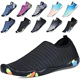 [VARNIC] マリンシューズ ウォーターシューズ メンズ レディース ビーチシューズ アクアシューズ 滑り止 速乾 軽量 通気 ヨガ サーフィン 水陸両用 (ピュアブラック, measurement_23_point_0_centimeters)