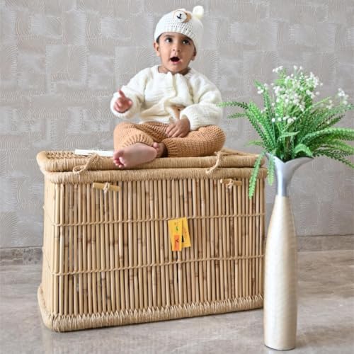 Bamboo Laundry Basket For Clothes With Lid & Handle | Toys Storag...