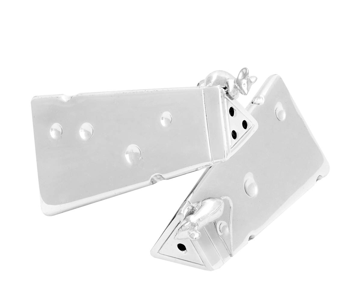 Brillibrum Silver-Plated Metal Salt and Pepper Shaker Set Mouse with Cheese Shakers Pair