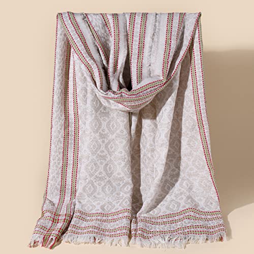 Wamsoft Women's Fashion Scarf Shawl, Lightweight Geometric Diamond Print Scarf Traveling Church Head Wrap Eating Office Thin Neck Scarf Gray #TOP6