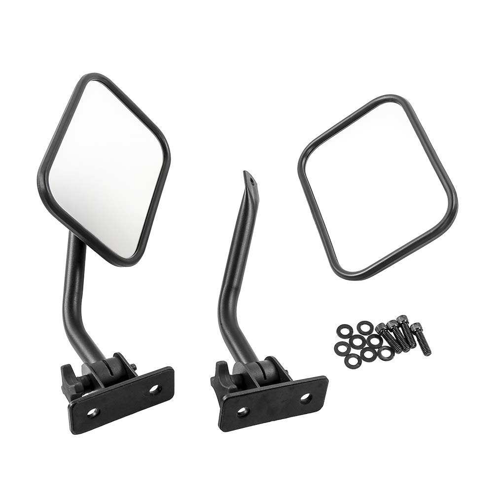 Espejos Laterales Vista de la Puerta Espejo Retrovisor Espejos Rectangulares 4x4 Espejo Todo Terreno Apertura Rápida Ajuste para Jeep Wrangler
