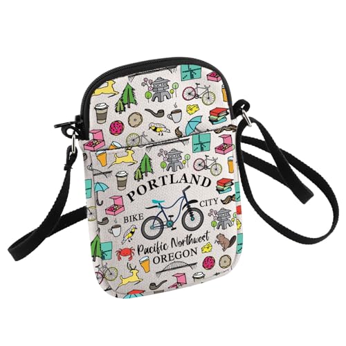 HOLLP Oregon State Crossbody Bag Biking Gift Portland Oregon Travel Small Sling Bag Oregon Souvenir Gift