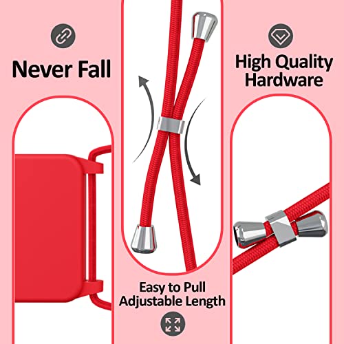 Blaspins Crossbody Strap Phone Case For Iphone 13 Pro Max, Adjustable Rope, Belt Neck Lanyard, String Detach Lanyard, Drop Proof Sturdy, Wrist Hand Free Protective Cover 6.7 Inch 13 Pro Max - Red #TOP2