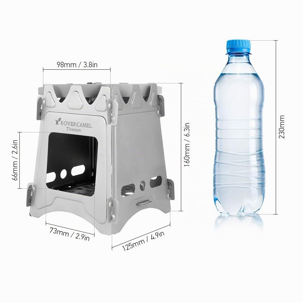 LIXADA Réchaud de Camping Pliant Portable, Poêle à Bois Léger Titane pour la Survie en Plein air Cuisson Pique-Nique Chasse (Type2)