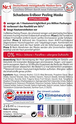 Schaebens Erdbeer Maske (10x 12ml) 3-Phasen-Wirkung mit Erdbeer-Frischzellen und AHA-Fruchtsäuren für alle Hauttypen.