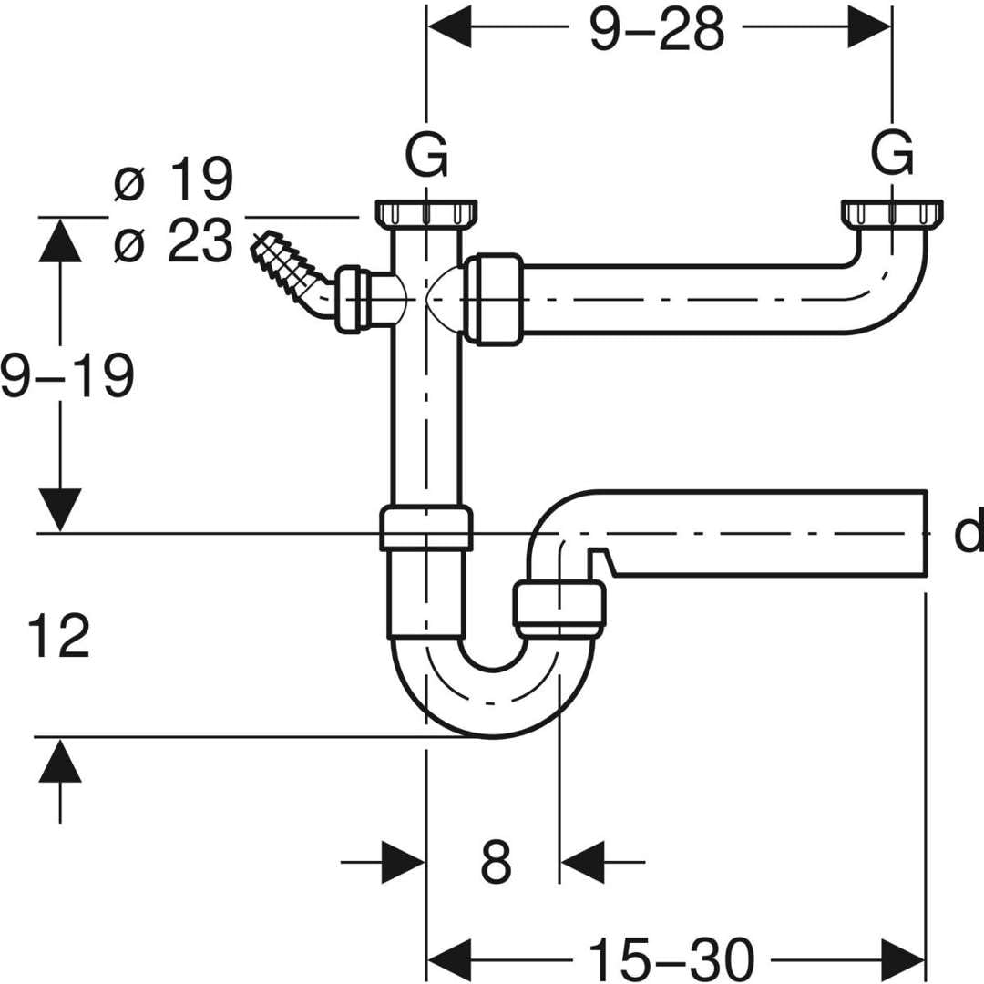 Geberit Siphon d'évier Sifon à 2 bacs - Modèle économique