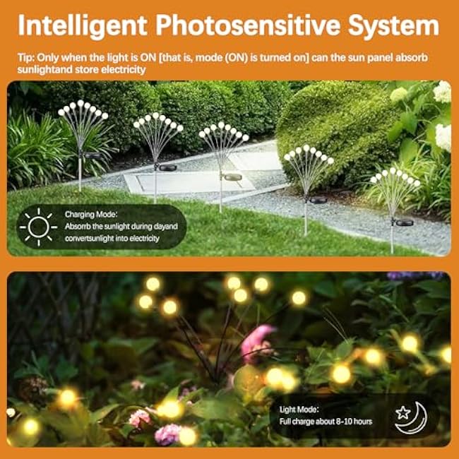 Warm-2Pack 16LED Firefly Warm Changing Lights,Garden Solar Lights Outdoor Decorative,Yard Waterproof Solar (Warm-2pcs)