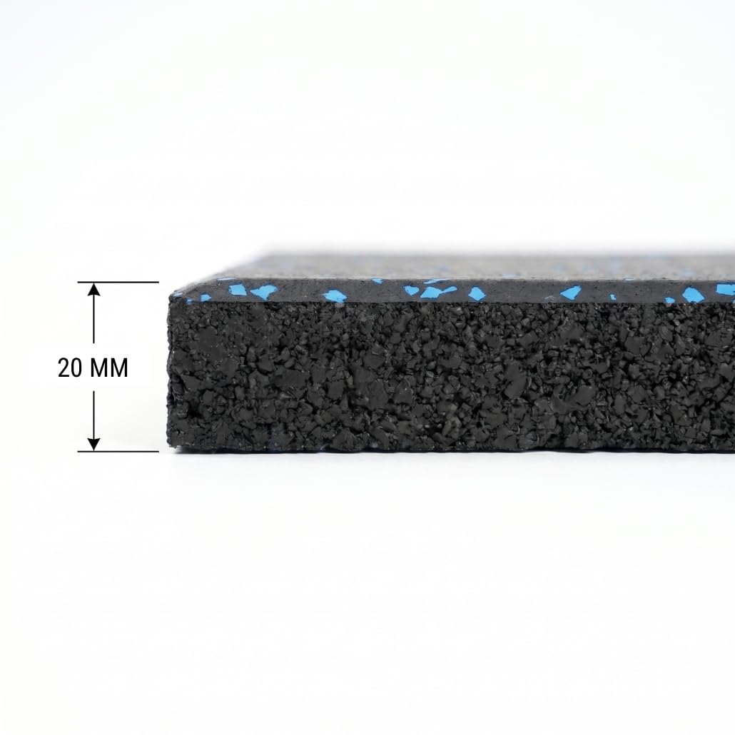 Suelo Gimnasio Gym Active 1000x1000 mm, Losetas de Caucho con 20% EPDM, 15/20 mm, Pavimento Deportivo para Pesas y Fitness (EDPM Azul, Grosor 20 mm)