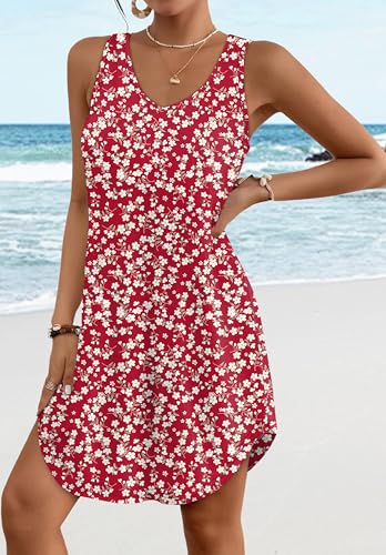 Image of Aokosor Womens Summer Dresses 2026 Loose V Neck Sleeveless Dress Sundresses Swimsuit Coverup Vacation Outfits