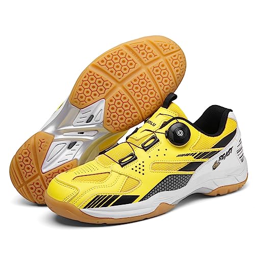 Zapatos de bádminton amarillos NGARY para hombre, calzado deportivo con perilla de ajuste rápido 3