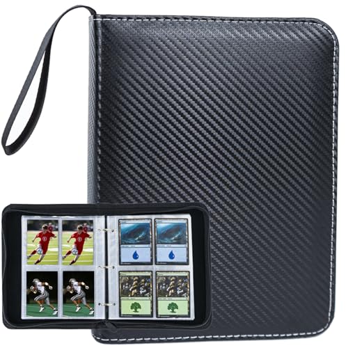 4 Pocket Trading Card Collection Book, Binder Card Album with 400 Pockets Game Card Sleeves, Binder Card Organizer for MTG, TCG, and Baseball Cards Protection and Storage