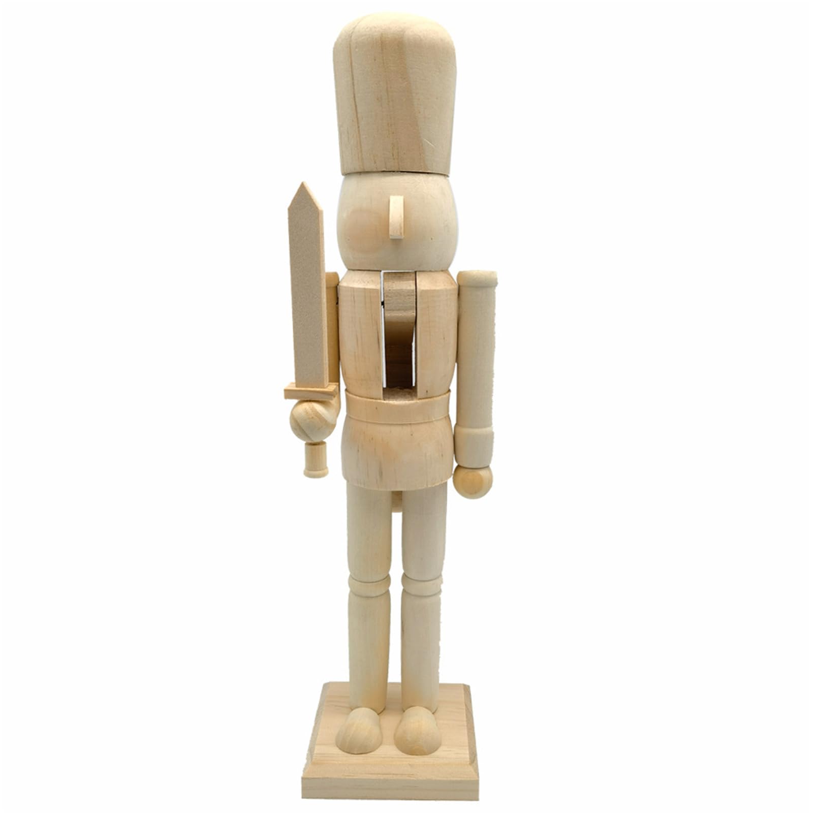 Hsioluted Christmas Unfinished Nutcrackers 38cm Unfinished Wood Nutcrackers Christmas Painting Figure Decoration Wood Soldier Statue Painting Craft