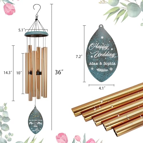 Image of ASTARIN Wedding Gifts Wind Chime, Personalized Names & Date Wind Chimes Gifts for Couple 2024, Wedding Gift for Newlywed Bride Groom Husband Wife, Valentine's Day Anniversary
