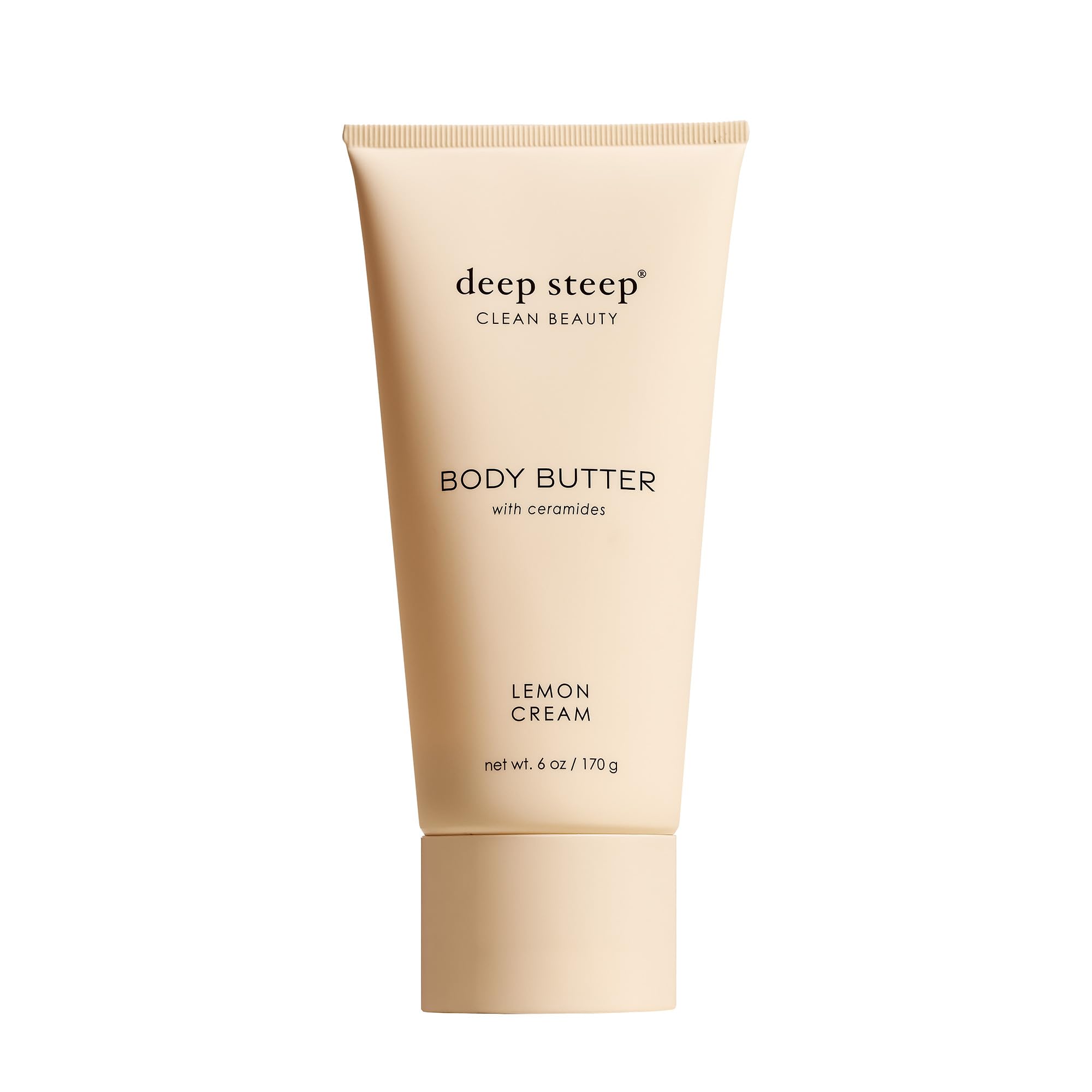 Deep Steep Body Butter, 6 oz – Rich Moisturizer with Ceramides, Coconut Oil, Argan Oil & Aloe Vera – Vegan, Clean Beauty, Smooth & Hydrated Skin (6 Ounces, Lemon Cream)