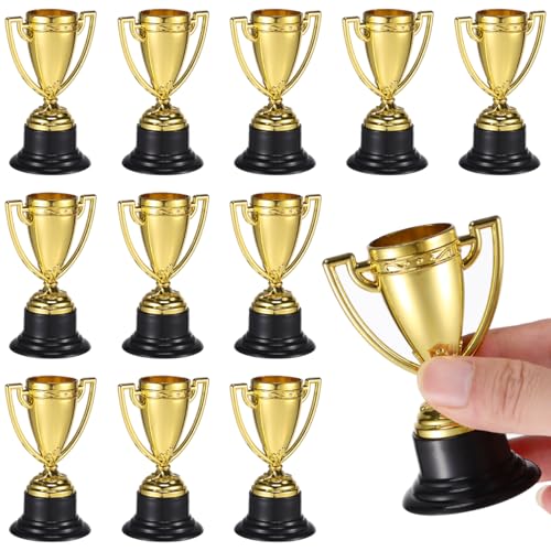 24 Unids Golden Trofy Premio Trofy Cup Ceremonia Trofeos Trofeo de Oro Plástico con Base para Juegos De Competencia