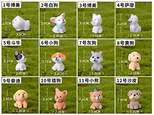 Halloluck 12 Pcs Miniature Dog Figures, Cute Animal Toy Collection, Cake Topper, Plant & Car Decor #TOP1