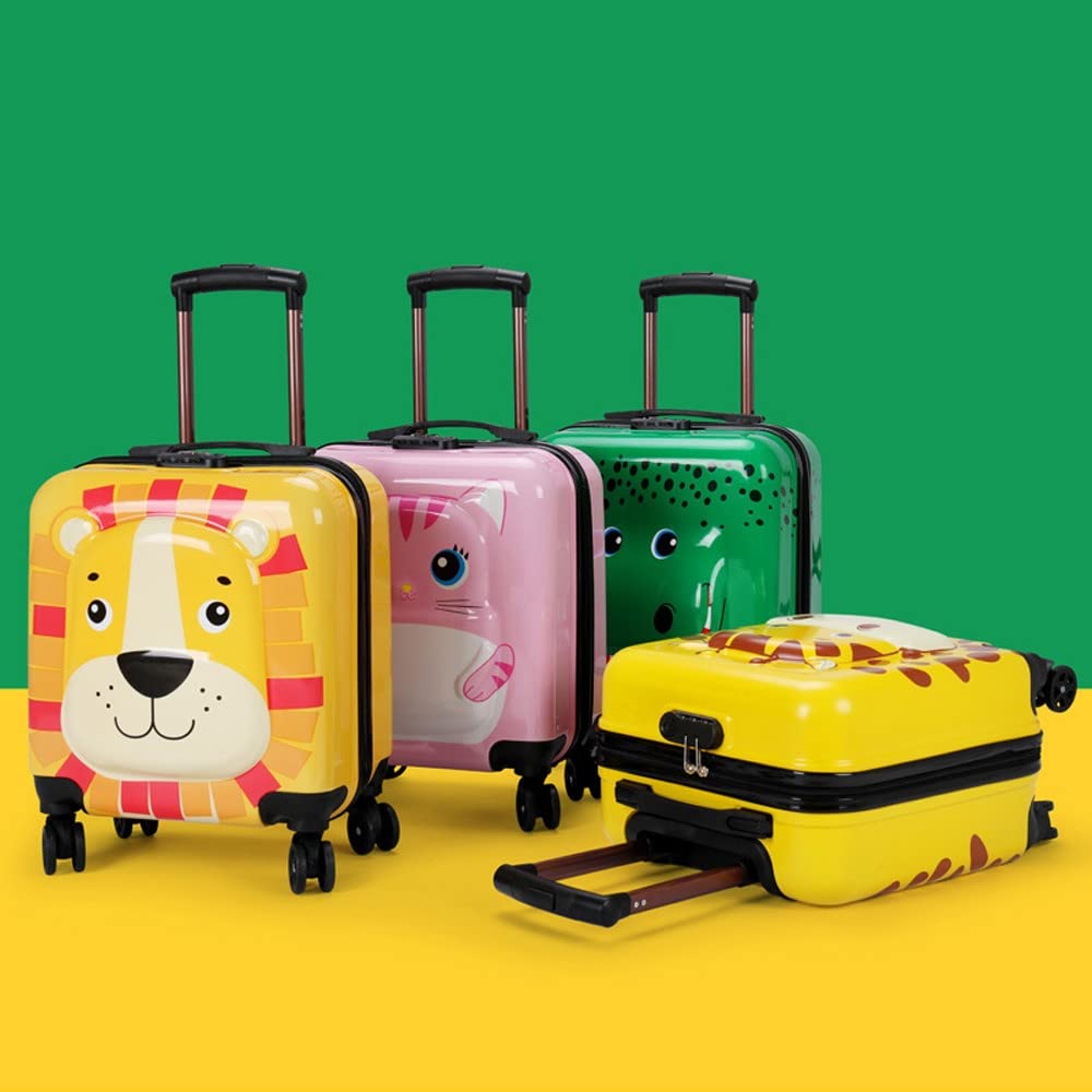 Maleta con Ruedas de Dibujos Animados en 3D para niños y niñas Equipaje de Viaje de 18 Pulgadas con Ruedas universales mudas(Color:Cat)