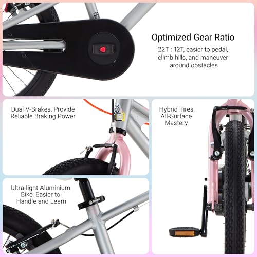 Image of RoyalBaby EZ-Pro Kids Bike, Lightweight Aluminum 2-in-1 Balance to Pedal Bike with One-Key Switch, 14 16 18 20 Inch for Age 3-10 Years