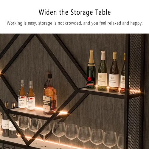 Porte-bouteilles mural LED à 3 niveaux et support verres