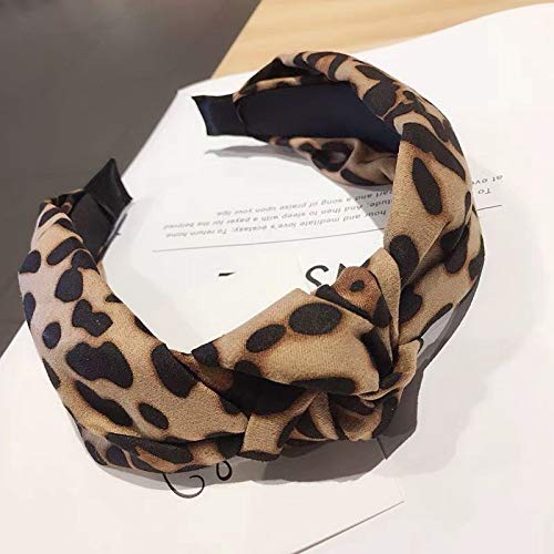 ShiQiao Spl Fascia per capelli con stampa leopardata per donne e ragazze, fascia larga annodata con fiocco leopardato fascia per capelli ghepardo accessori per capelli fascia per la testa