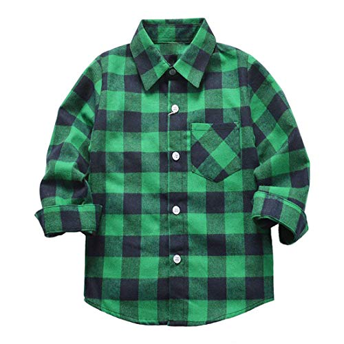 Yinggeli Boys Girls Plaid Shirts Long Sleeve Button Down Flannel Dress Shirts 2T - 8T(E013,3 Years)