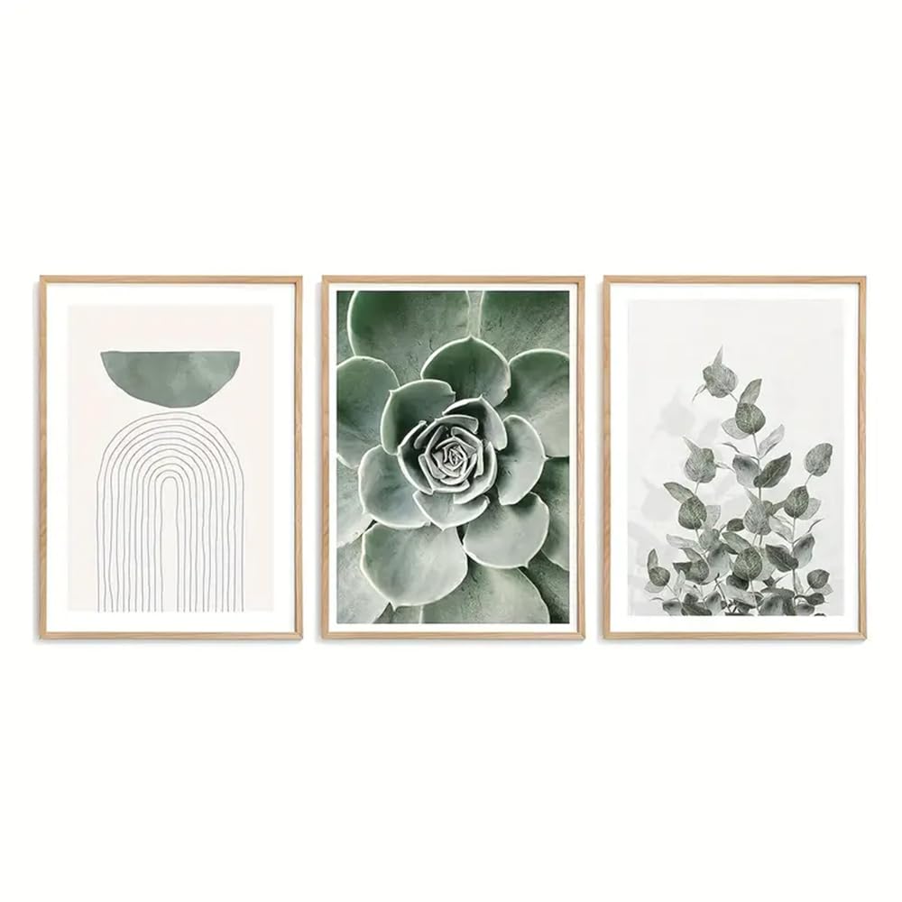 WBYZAC Botanical Posters-Canvas Poster, Modern Art, Green Nature Vintage Botanical Plant Poster, for Bedroom Living Room Corridor, Wall Art Kitchen Room Decoration-60 * 70cm*3PCS (No Frame)