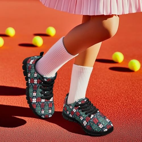 Toddler Boys Girls Sneakers Christmas Soft Breathable Shoes Cute Fashion Lightweight Comfy Low-top Camping Shoes for Party US Little Kid 11-13 Big Kid 1-5 Black Sole4